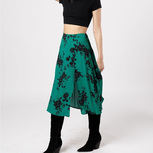 Band of the free ETTA EMERALD FLORAL MIDI SKIRT - Picture 5 of 12
